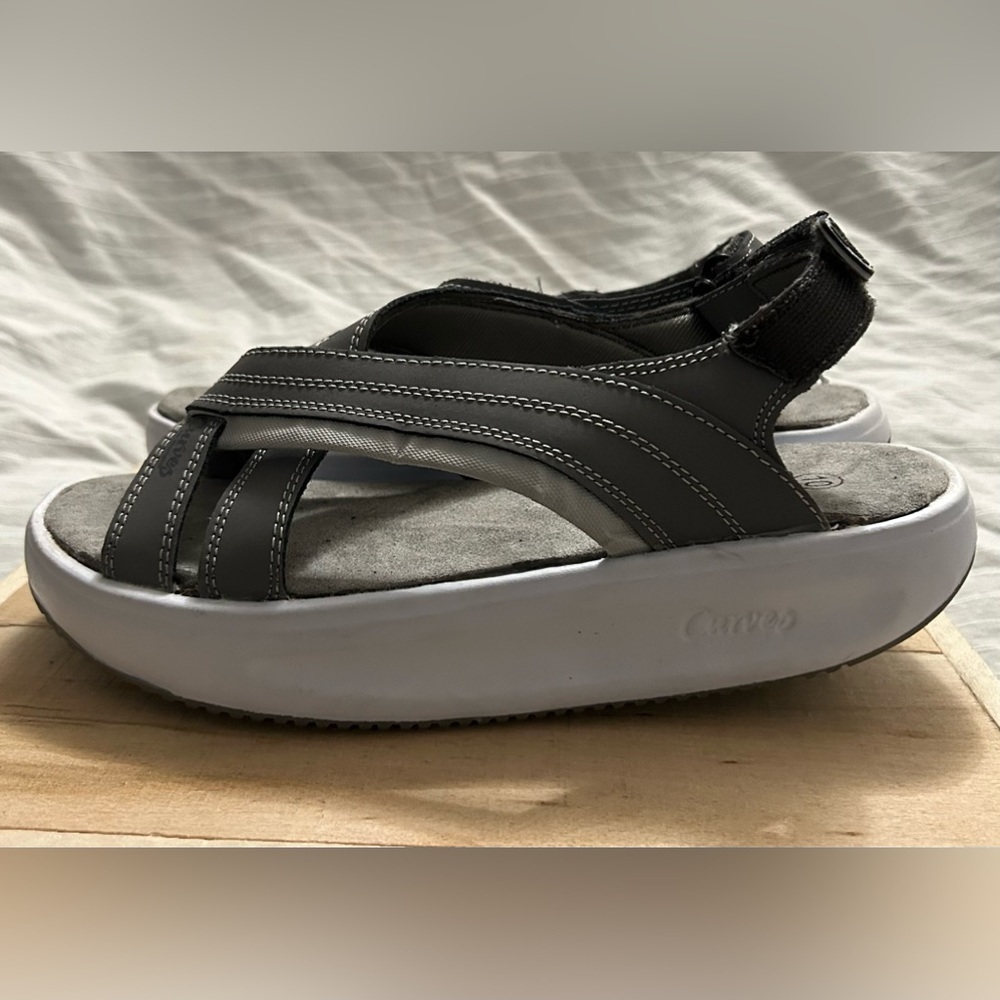 Curves Gray Rocker Style Toning Sandals Womens Size US 10M / EUR 42